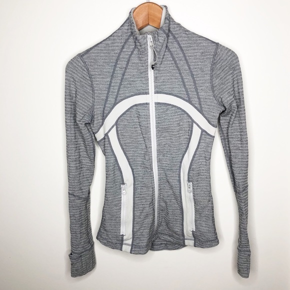 lululemon athletica Jackets & Blazers - Lululemon Forme Zip Up Jacket Gray & White Sz 2
